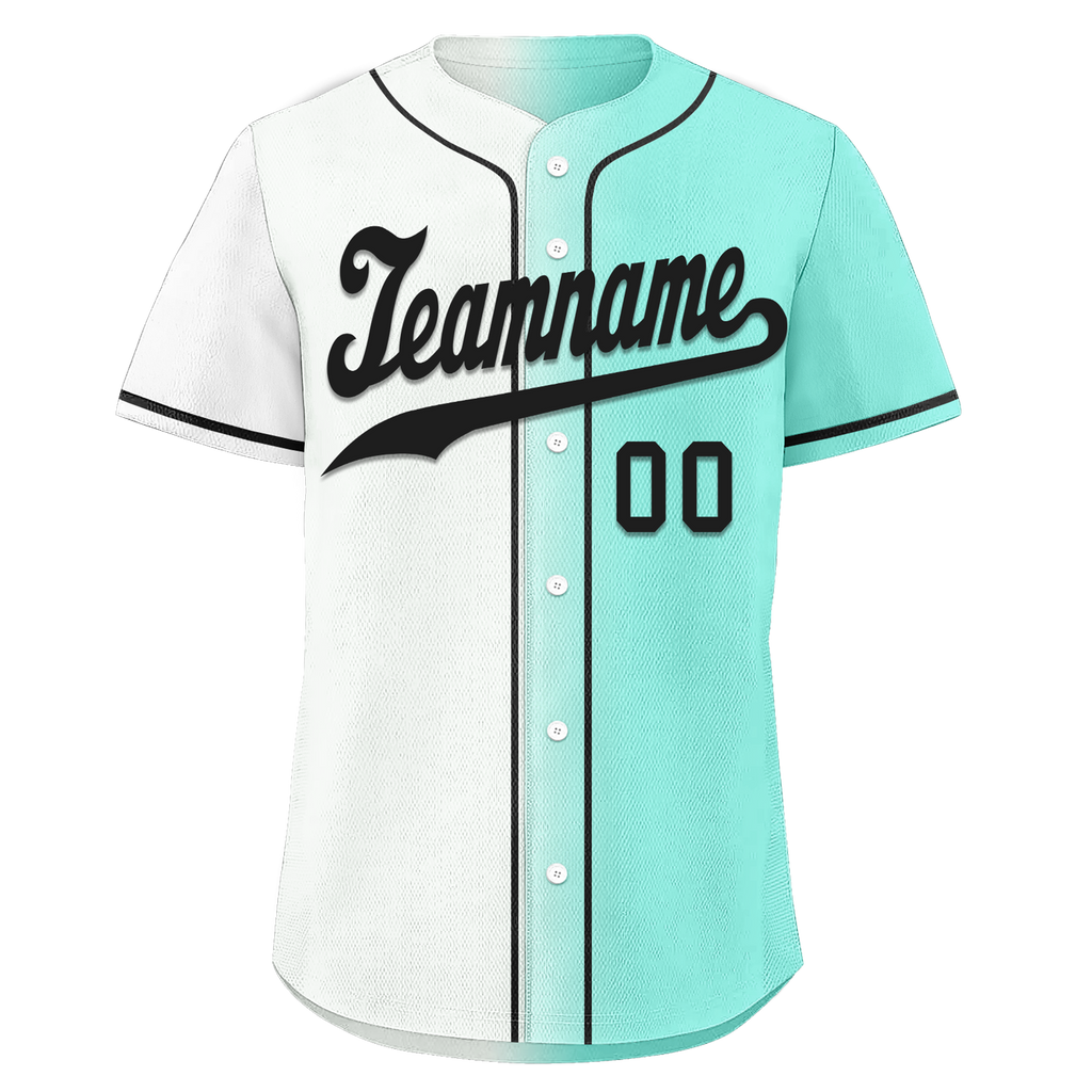 Custom White Green Gradient Fashion Personalized Authentic Baseball Jersey BSBJ01-D0a7aa7