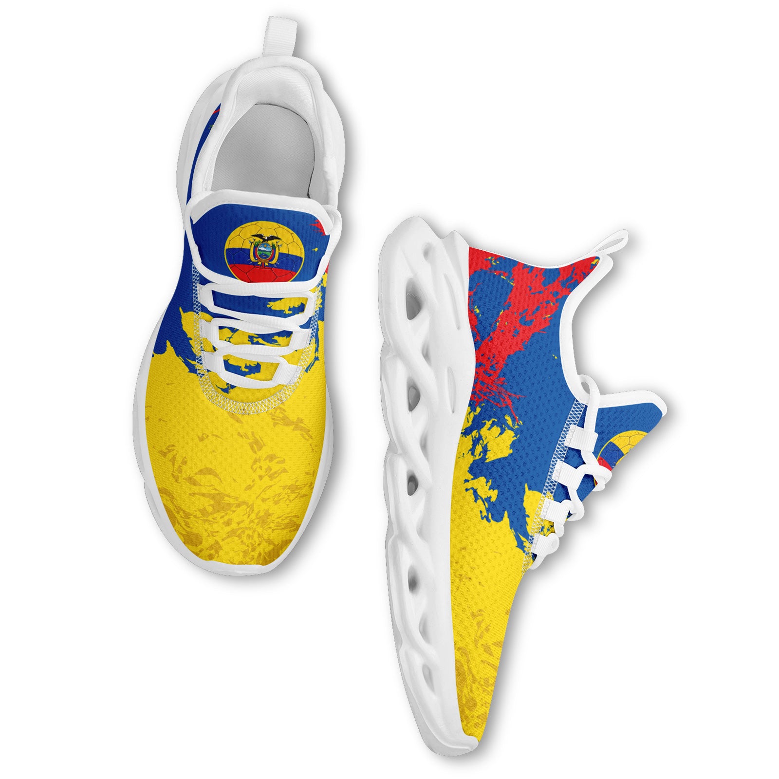 Custom Ecuador 2026 World Cup Sneakers DIY Country Flag Running Shoes Lightweight Sport Shoes Gift for Football Fans Personalized Team Name and Logo FN003-F009077-1