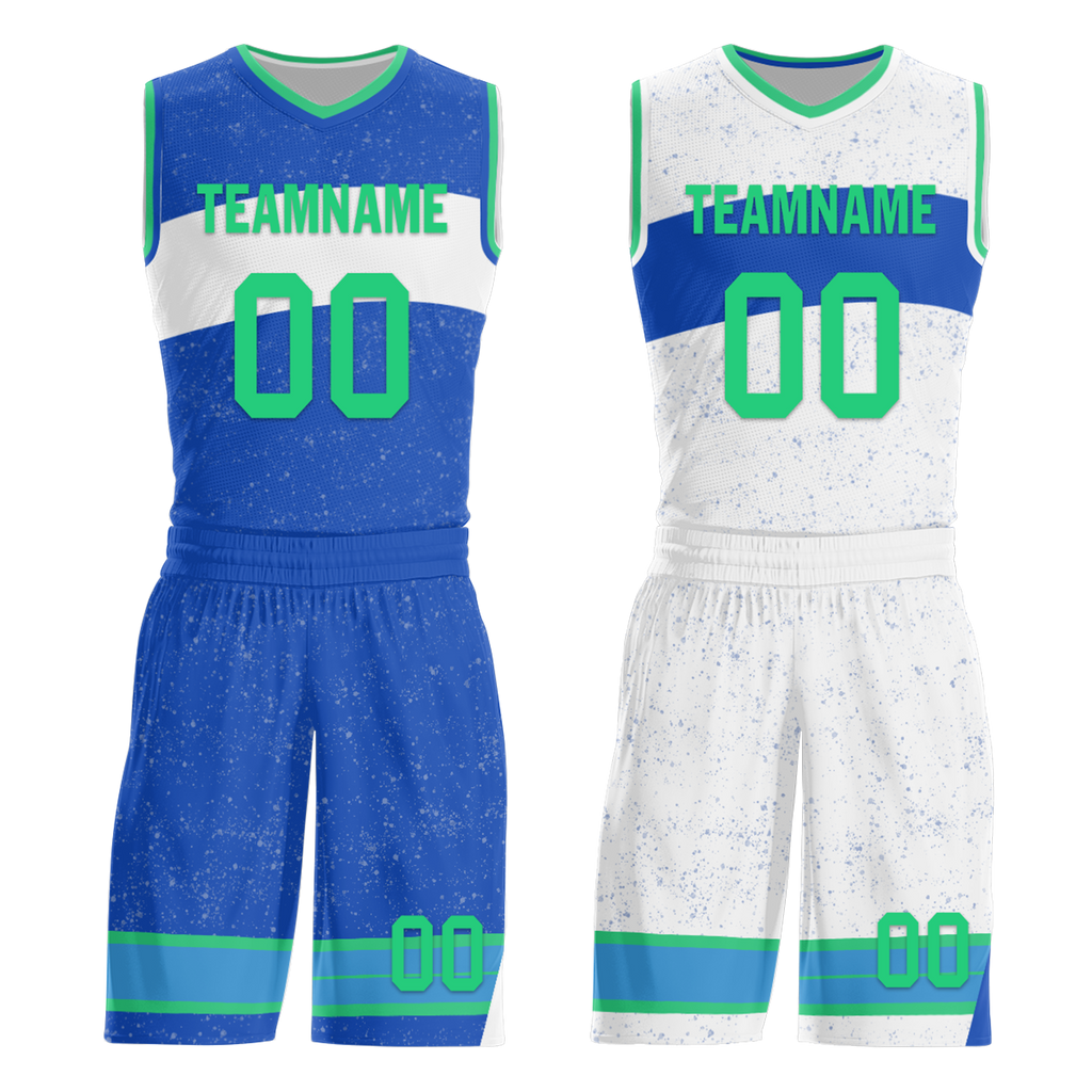 Custom Blue White Classic Style Reversible Basketball Uniform Personalized Ordinary BBJR-D017009