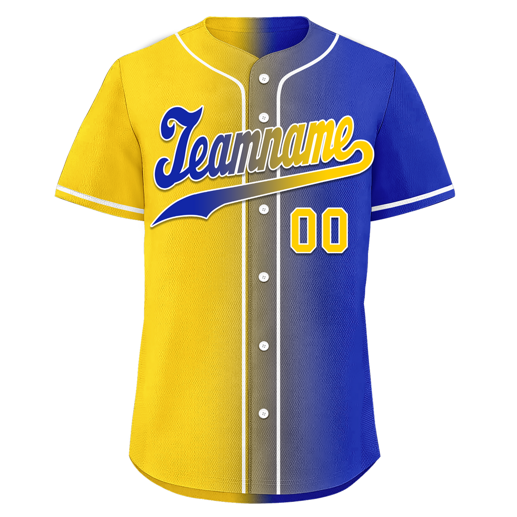 Custom Yellow Blue Gradient Fashion Personalized Authentic Baseball Jersey BSBJ01-D0a7098