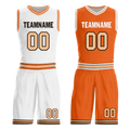 Custom White Orange Classic Style Reversible Basketball Uniform Personalized COOLMAX BBJR-D017052
