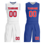 Custom White Blue Classic Style Reversible Basketball Uniform Personalized Ordinary BBJR-D017020