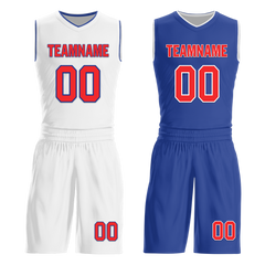 Custom White Blue Classic Style Reversible Basketball Uniform Personalized Ordinary BBJR-D017020