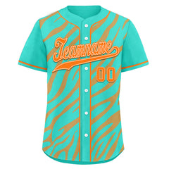 Custom Turquoise Orange Zebra Pattern Personalized Authentic Baseball Jersey BSBJ01-D020201-12