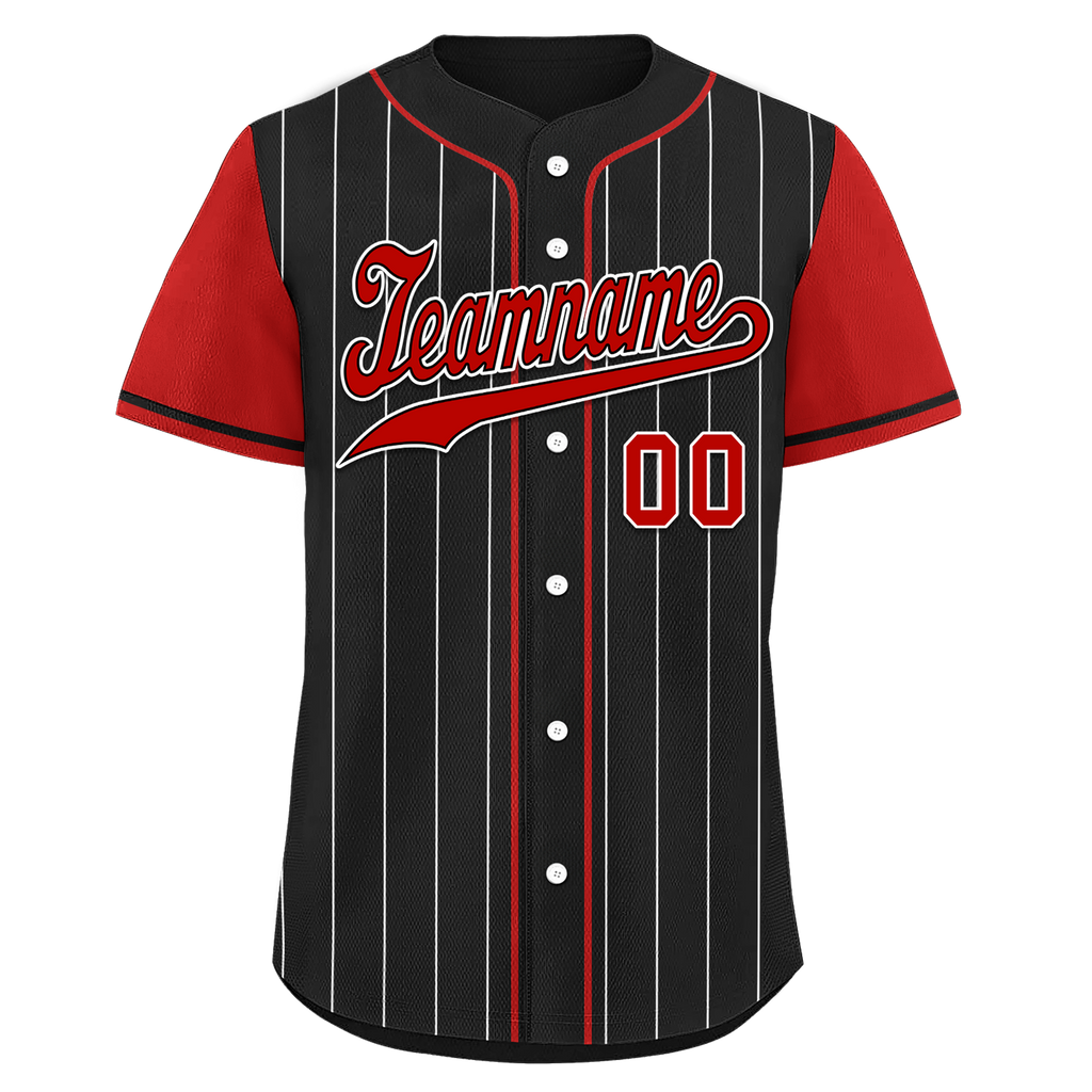 Custom Black Red Stripe Fashion Personalized Authentic Baseball Jersey BSBJ01-D017216