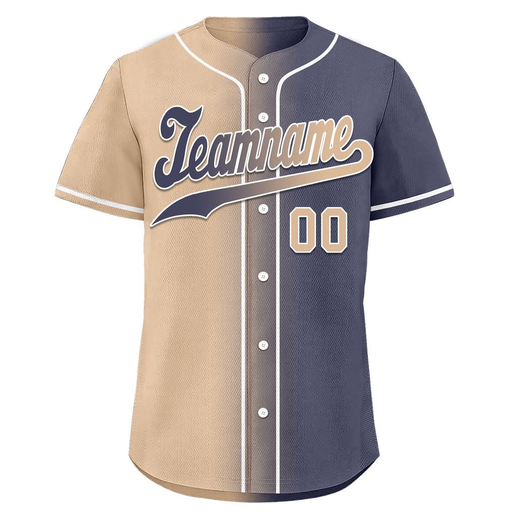 Custom Beige Blue Gradient Fashion Personalized Authentic Baseball Jersey BSBJ01-D0a7080