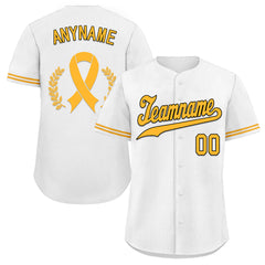 Custom White World Cancer Day Personalized Authentic Baseball Jersey BSBJ01-E06020-20