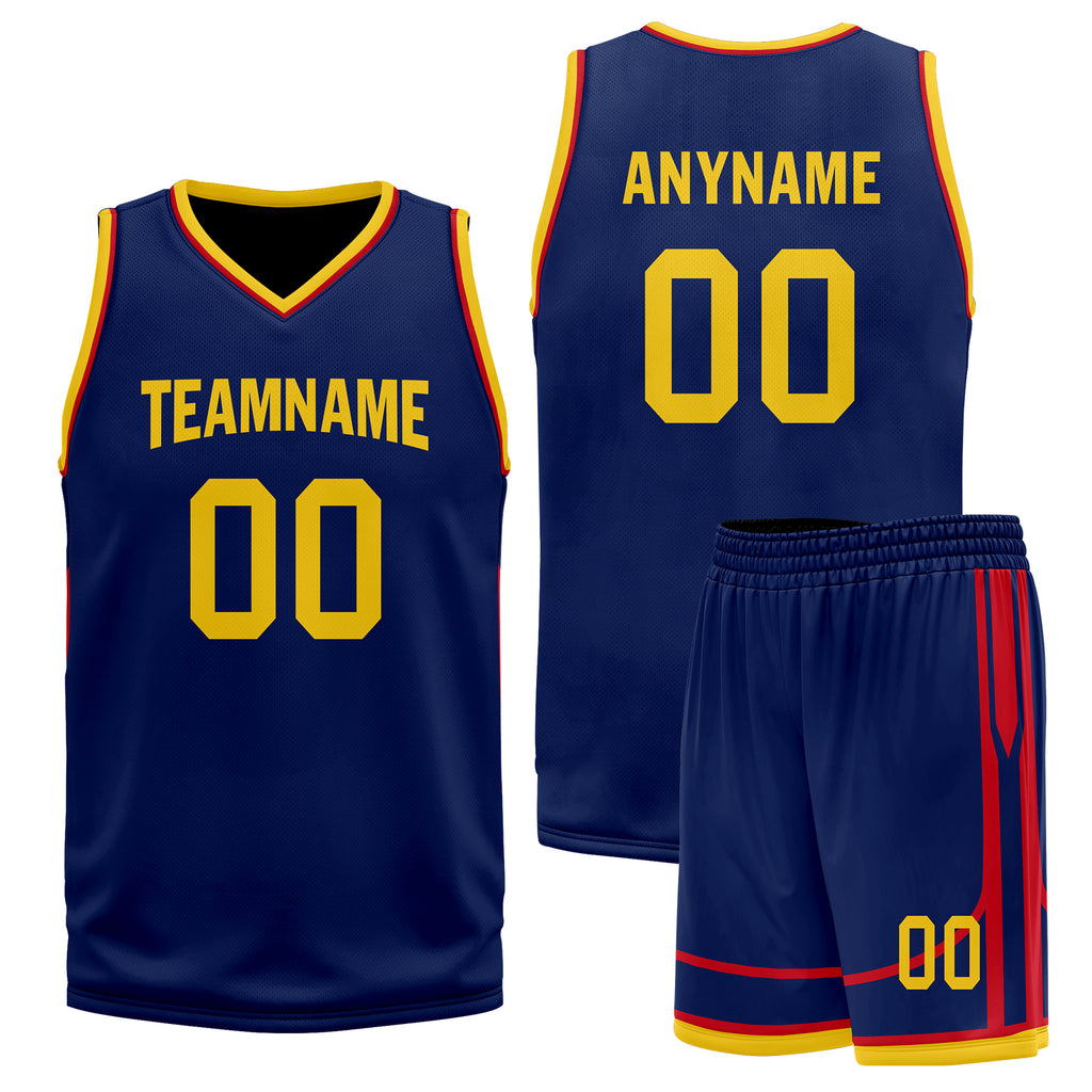 Custom Navy Blue Red Gold City Edition Personalized Sports Uniform Authentic Basketball Jersey BBJ01-D06101-10