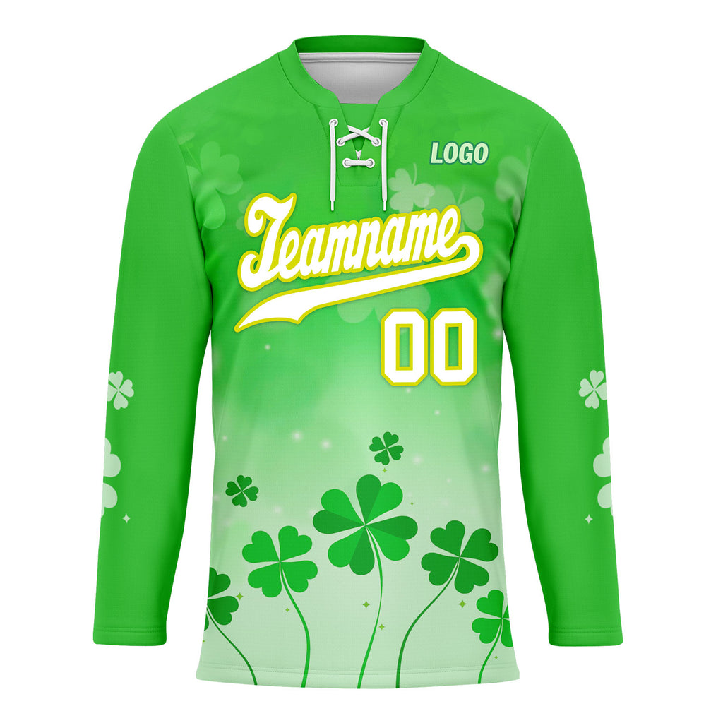 Custom Four-leaf clover Personalized Hockey Jersey HCKJ01-E0615-6