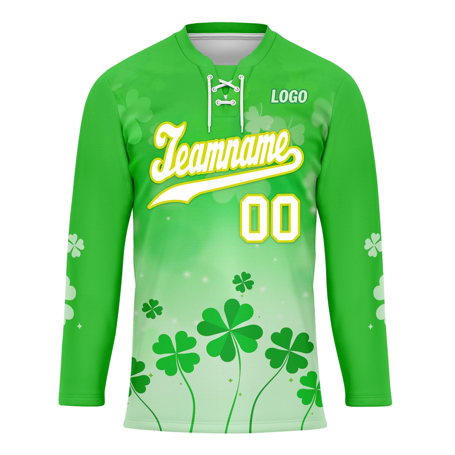 Custom Four-leaf clover Personalized Hockey Jersey HCKJ01-E0615-6