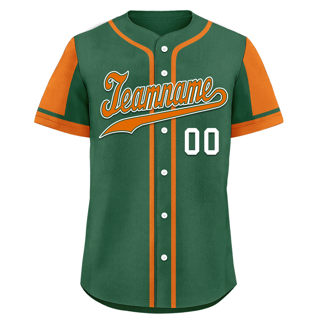 Custom Green Orange Raglan Sleeves Personalized Authentic Baseball Jersey BSBJ01-D017208
