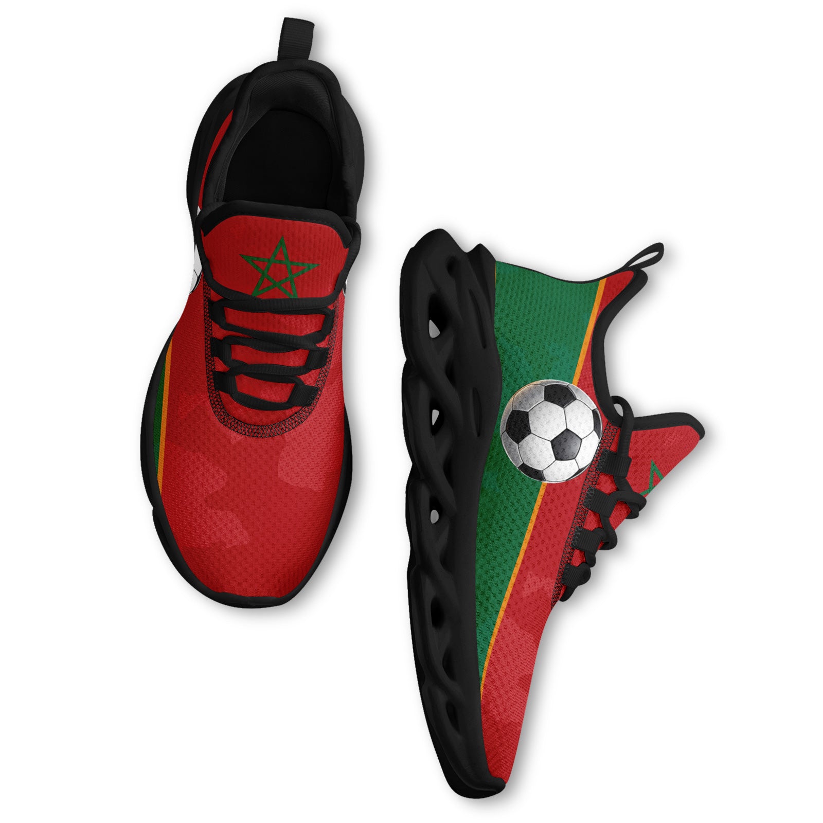 Custom Morocco 2026 World Cup Sneakers DIY Country Flag Running Shoes Lightweight Sport Shoes Gift for Football Fans Personalized Team Name and Logo FN003-F009073-3