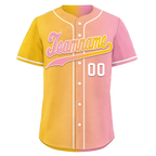 Custom Yellow Pink Gradient Fashion Personalized Authentic Baseball Jersey BSBJ01-D0a7aac
