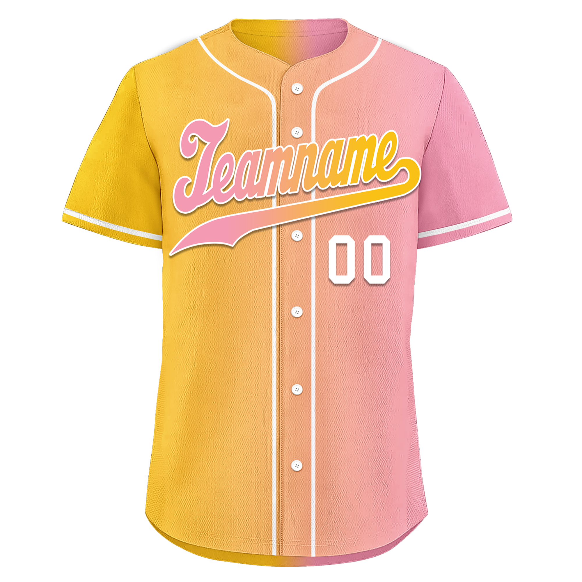 Custom Yellow Pink Gradient Fashion Personalized Authentic Baseball Jersey BSBJ01-D0a7aac