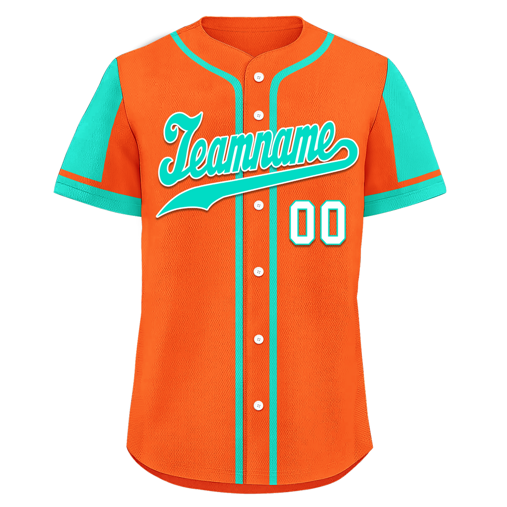 Custom Orange Cyan Raglan Sleeves Personalized Authentic Baseball Jersey BSBJ01-D017193