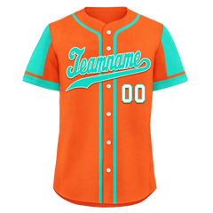 Custom Orange Cyan Raglan Sleeves Personalized Authentic Baseball Jersey BSBJ01-D017193