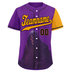 Custom Purple Yellow Skull Fashion Personalized Authentic Baseball Jersey BSBJ01-D017149