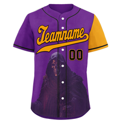 Custom Purple Yellow Skull Fashion Personalized Authentic Baseball Jersey BSBJ01-D017149