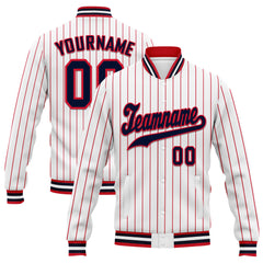 Custom Red White Stripe Fashion Jacket Bomber Full-Snap Varsity Letterman Personalized Jacket FZ005-D020219-22