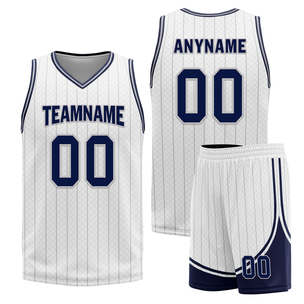 Custom White Dark Blue Black Orlando City Edition Personalized Reversible Basketball Set Sports Basketball Jersey BBJ01R-D0610-22
