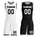 Custom White Black Classic Style Reversible Basketball Uniform Personalized COOLMAX BBJR-D017008