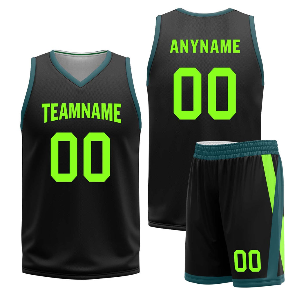 Custom Black Green Boston City Edition Personalized Reversible Basketball Set Sports Basketball Jersey BBJ01R-D0610-2-COOLMAX
