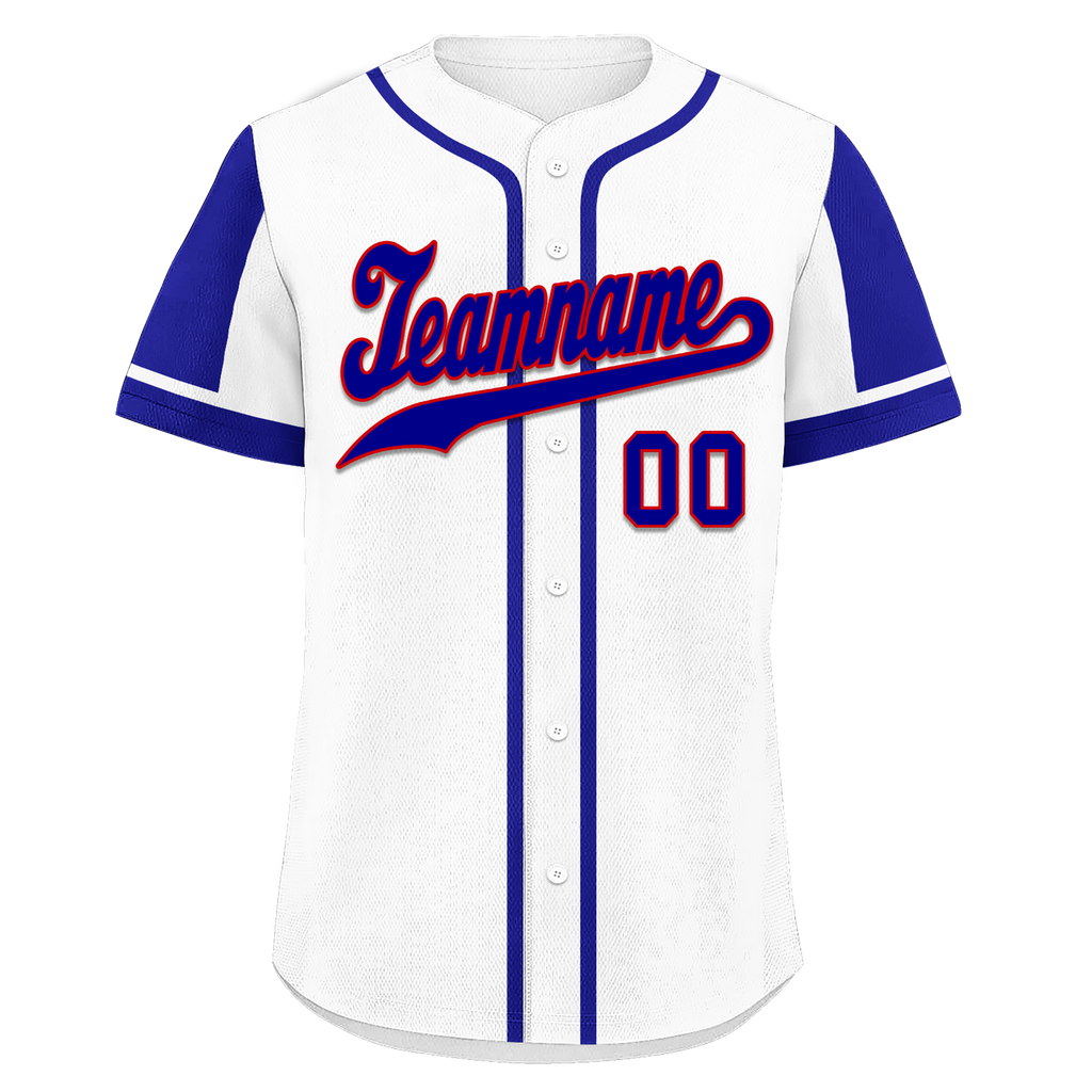 Custom White Blue Raglan Sleeves Personalized Authentic Baseball Jersey BSBJ01-D017168