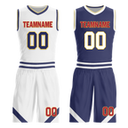 Custom White Blue Classic Style Reversible Basketball Uniform Personalized COOLMAX BBJR-D017030