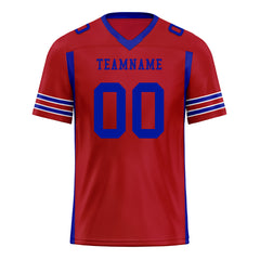 Custom Blue Red Striped Sleeves Personalized Authentic Football Jersey FBJ02-D06057