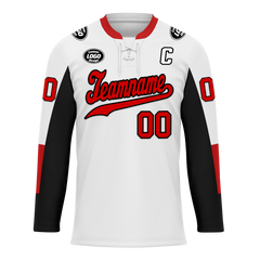 Custom White Black Personalized Hockey Jersey HCKJ01-D0a70a9