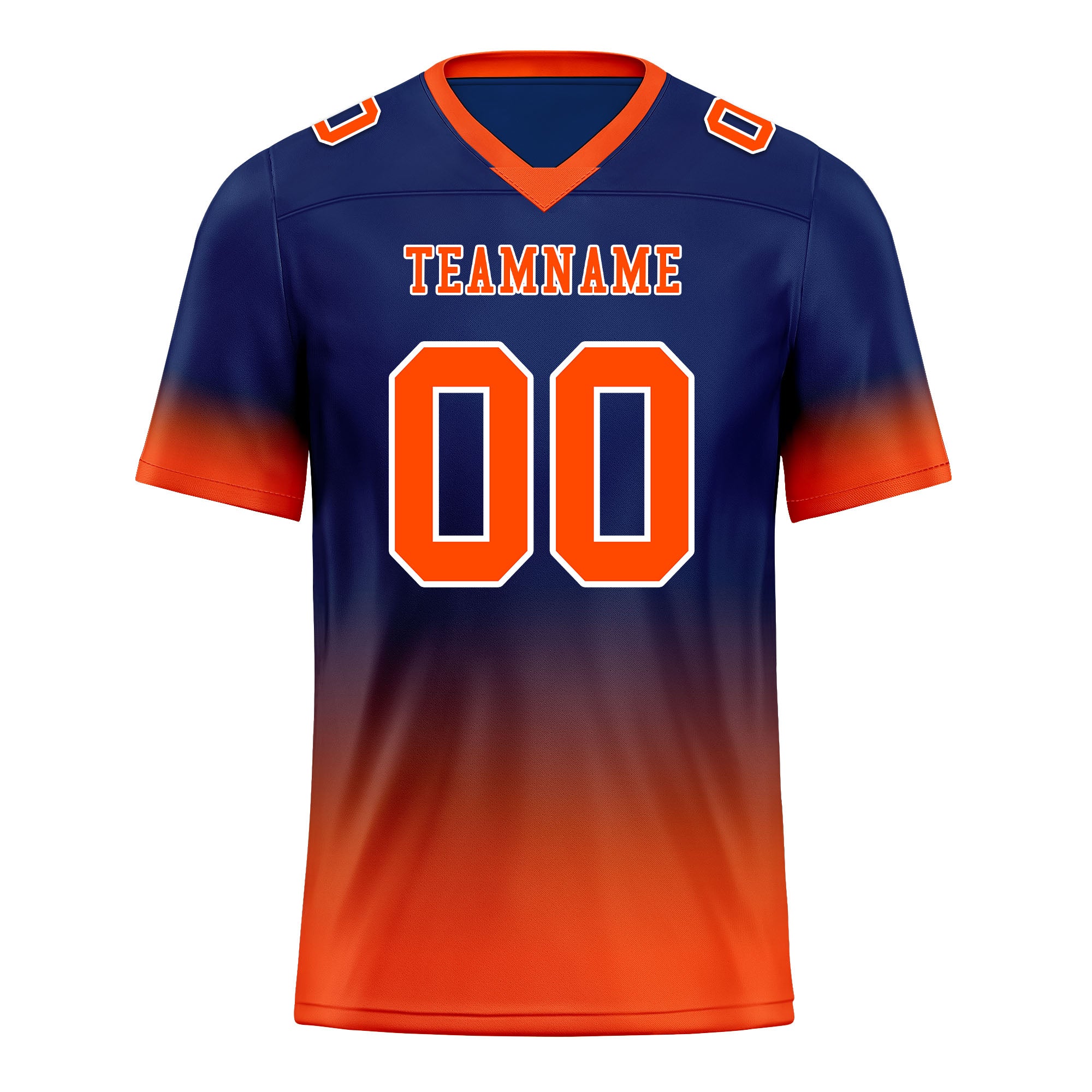 Custom Navy Blue Orange Fade Fashion Personalized Authentic Football Jersey FBJ02-D06092