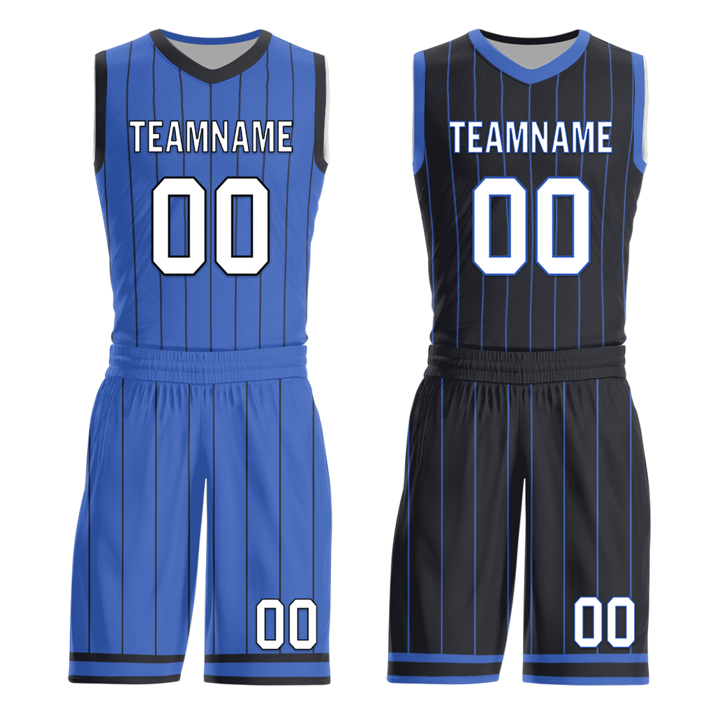 Custom Blue Black Classic Style Reversible Basketball Uniform Personalized Ordinary BBJR-D017055