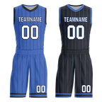 Custom Blue Black Classic Style Reversible Basketball Uniform Personalized Ordinary BBJR-D017055