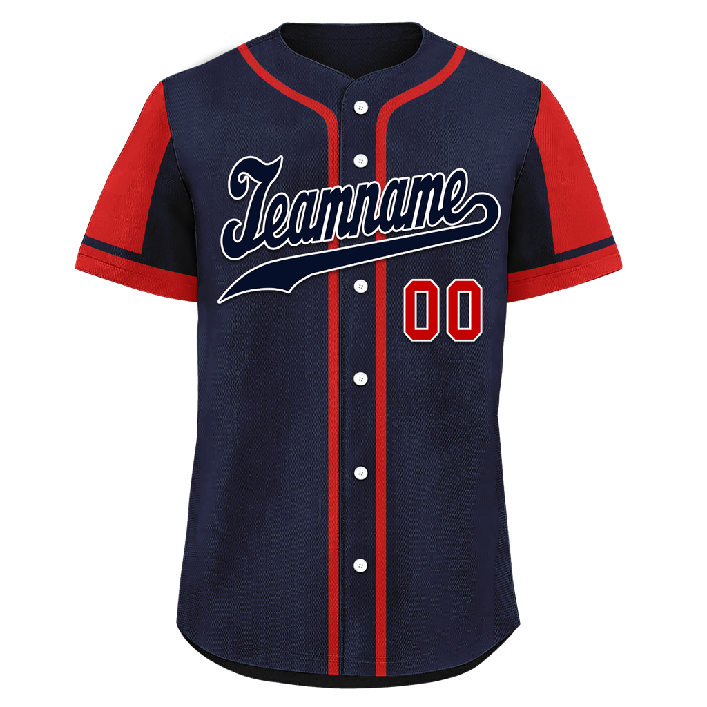 Custom Blue Red Raglan Sleeves Personalized Authentic Baseball Jersey BSBJ01-D017180