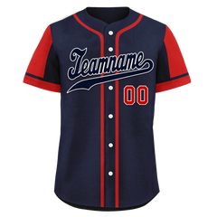 Custom Blue Red Raglan Sleeves Personalized Authentic Baseball Jersey BSBJ01-D017180