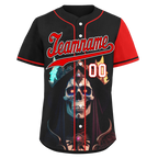 Custom Black Red Skull Fashion Personalized Authentic Baseball Jersey BSBJ01-D017159