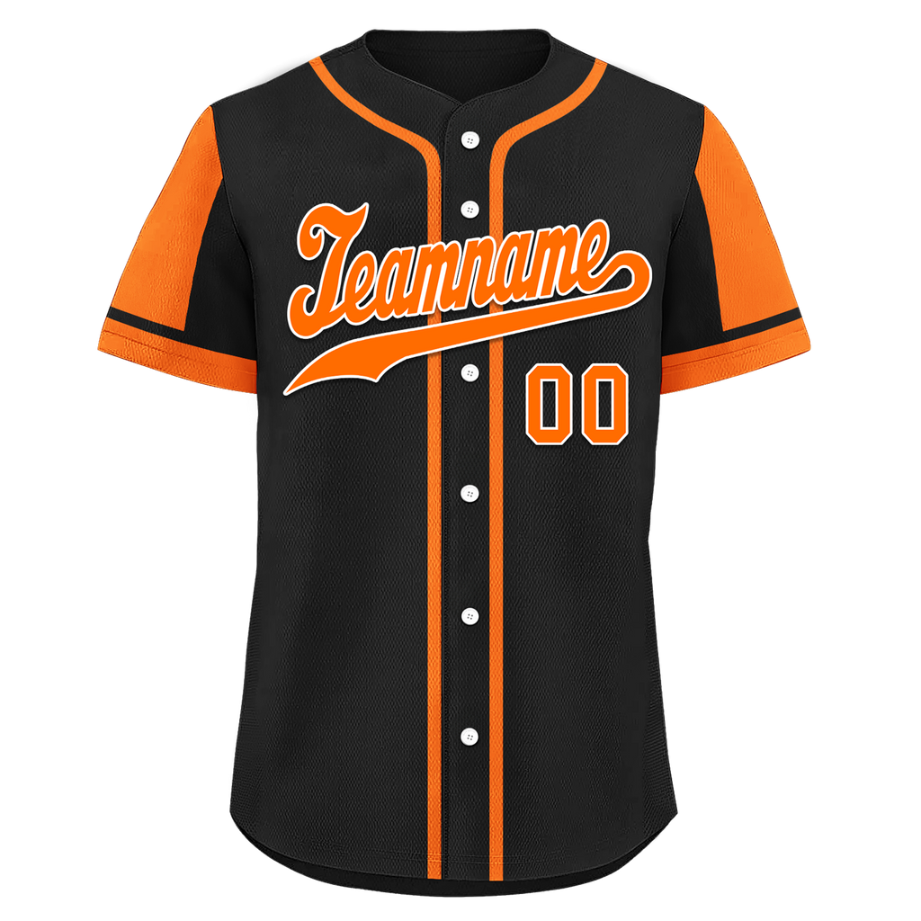 Custom Black Orange Raglan Sleeves Personalized Authentic Baseball Jersey BSBJ01-D017170