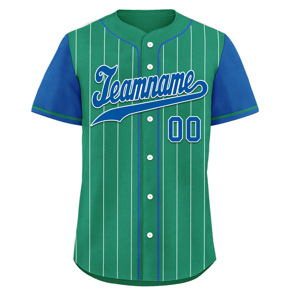 Custom Green Blue Stripe Baseball Jersey – Embroidered