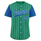 Custom Green Blue Stripe Baseball Jersey – Embroidered