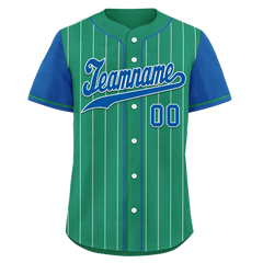 Custom Green Blue Stripe Fashion Personalized Authentic Baseball Jersey BSBJ01-D017245