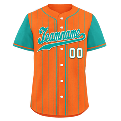 Custom Orange Cyan Stripe Fashion Personalized Authentic Baseball Jersey BSBJ01-D017234