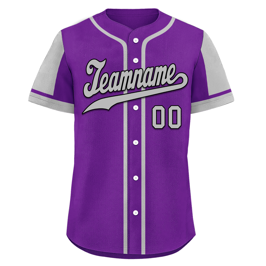 Custom Purple Gray Raglan Sleeves Personalized Authentic Baseball Jersey BSBJ01-D017173