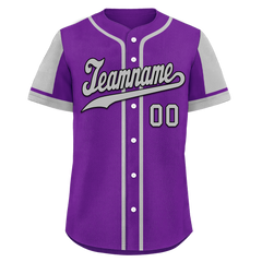 Custom Purple Gray Raglan Sleeves Personalized Authentic Baseball Jersey BSBJ01-D017173