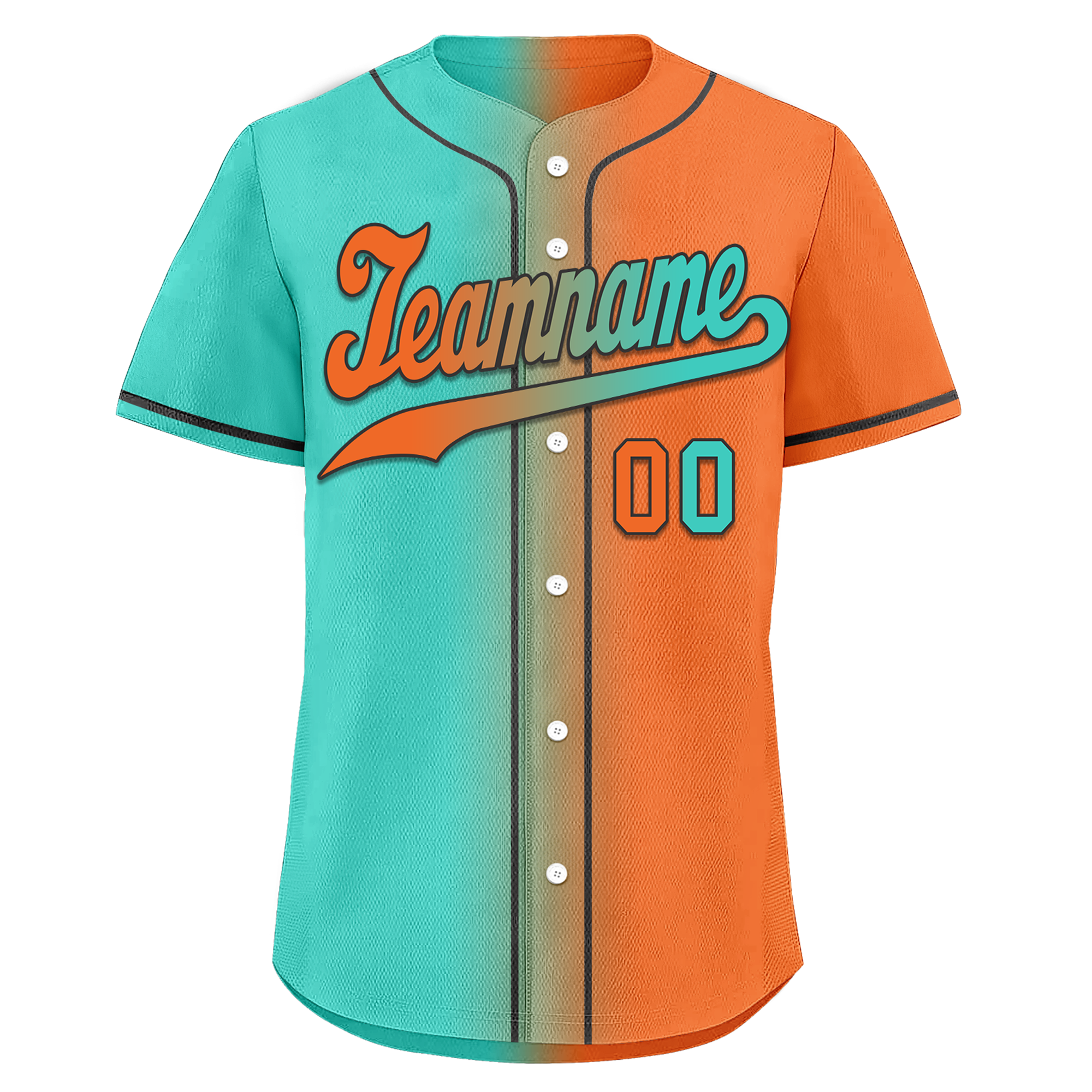 Custom Cyan Orange Gradient Fashion Personalized Authentic Baseball Jersey BSBJ01-D0a7087