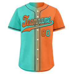 Custom Cyan Orange Gradient Fashion Personalized Authentic Baseball Jersey BSBJ01-D0a7087