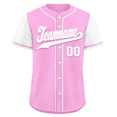 Custom Pink White Raglan Sleeves Personalized Authentic Baseball Jersey BSBJ01-D020200-16