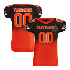 Custom Brown Orange Fade Fashion Cleveland High-Performance American Football Jersey FBJ06-D020252-8