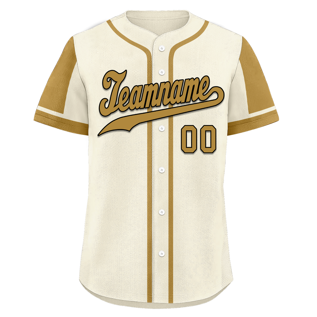 Custom Beige Raglan Sleeves Personalized Authentic Baseball Jersey BSBJ01-D017201