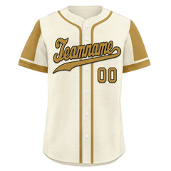 Custom Beige Raglan Sleeves Personalized Authentic Baseball Jersey BSBJ01-D017201