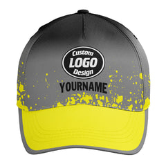 Custom Gray Yellow Hat Sport Design Cap Stitched Adjustable Personalized YW061-D020231-9